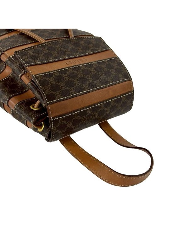 Celine Vintage Macadam Blason Triomphe Pattern Leather Drawstring Mini Backpack main image 10
